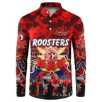 Personalized Roosters ANZAC Day Button Sweatshirt Australian Army - Lest We Forget