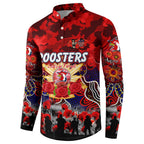 Personalized Roosters ANZAC Day Button Sweatshirt Australian Army - Lest We Forget