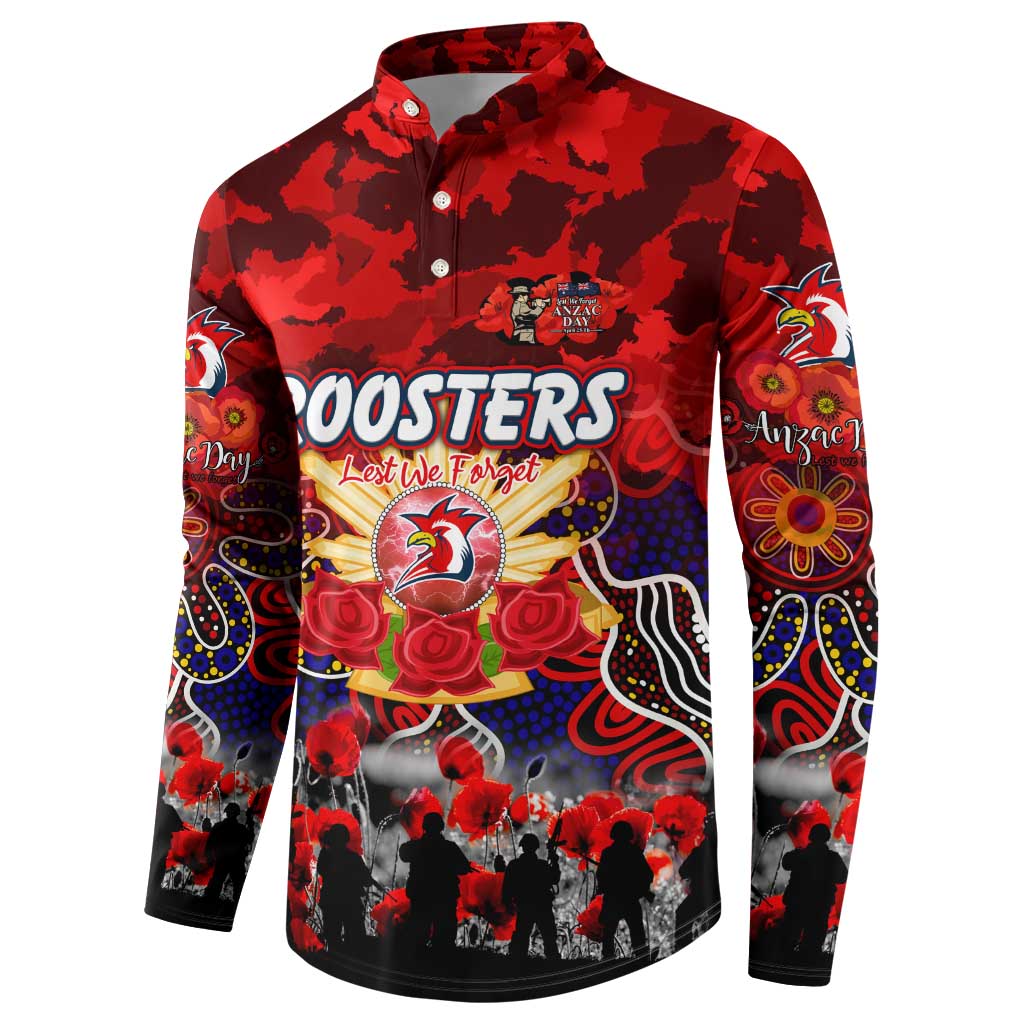 Personalized Roosters ANZAC Day Button Sweatshirt Australian Army - Lest We Forget