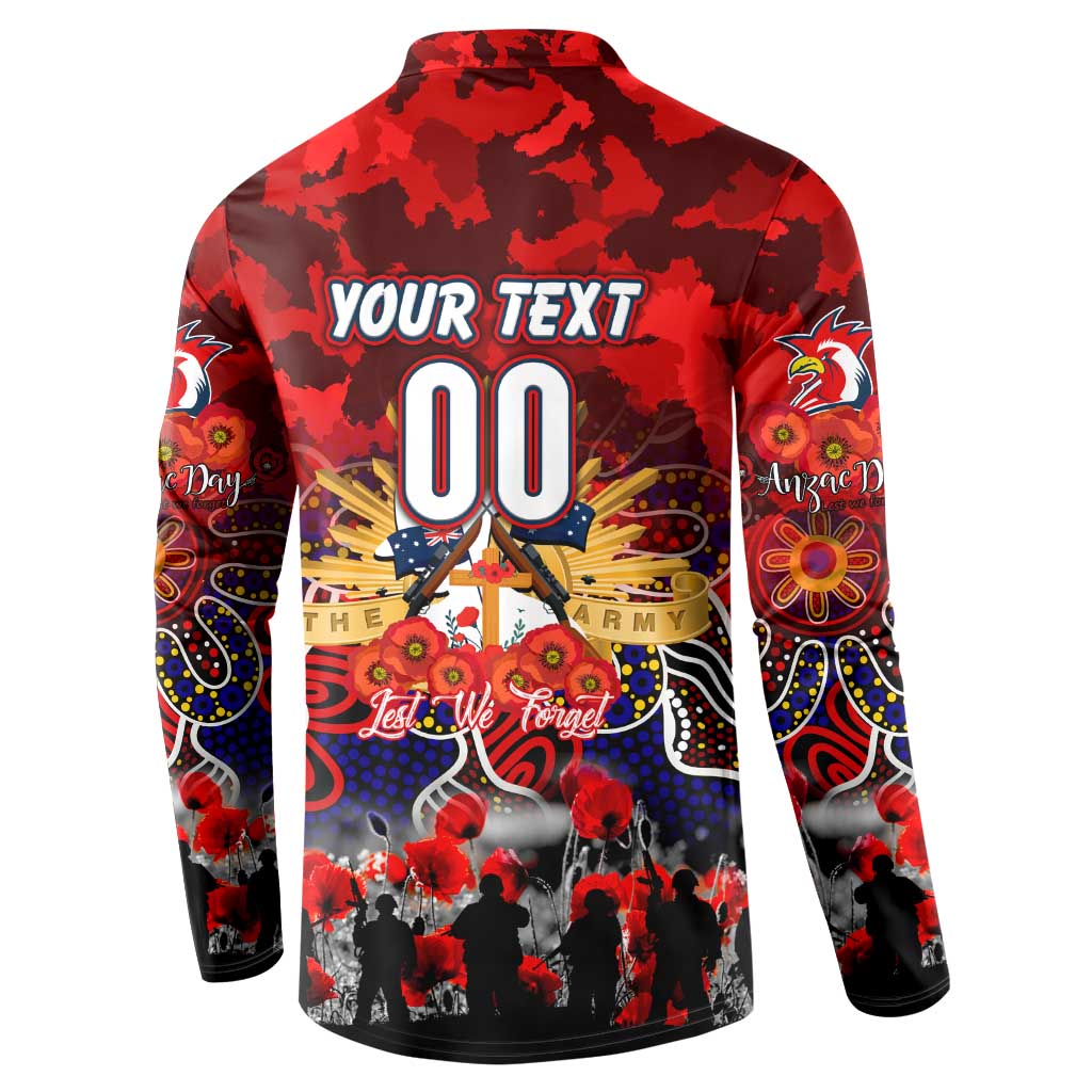 Personalized Roosters ANZAC Day Button Sweatshirt Australian Army - Lest We Forget