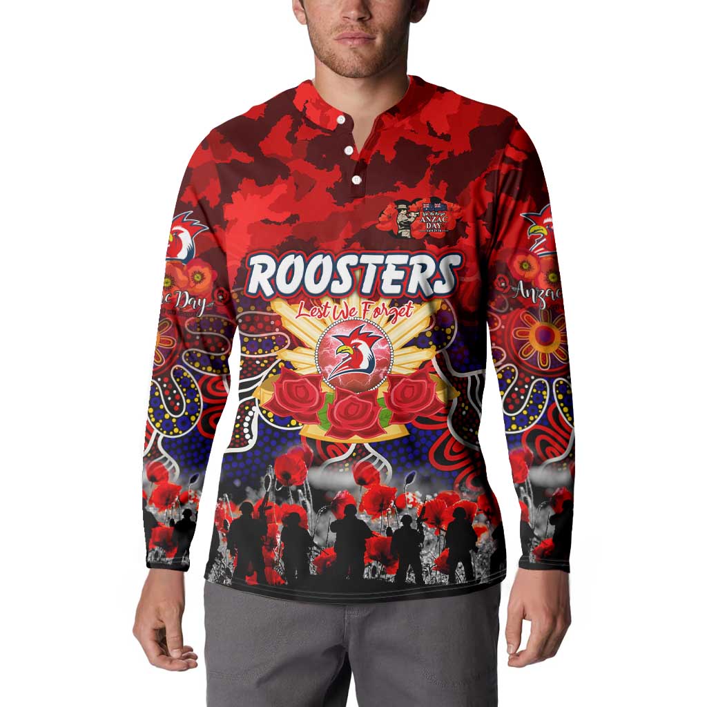 Personalized Roosters ANZAC Day Button Sweatshirt Australian Army - Lest We Forget