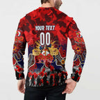 Personalized Roosters ANZAC Day Button Sweatshirt Australian Army - Lest We Forget