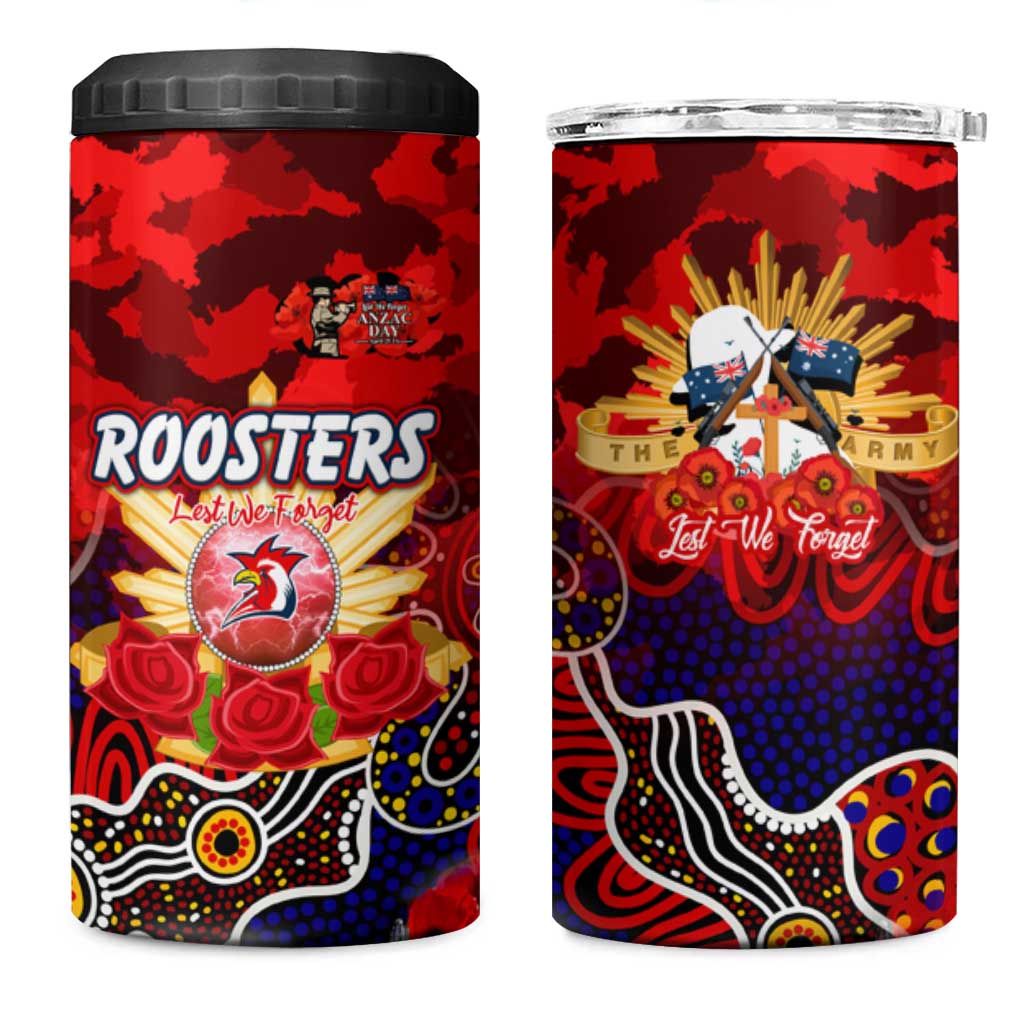 Personalized Roosters ANZAC Day 4 in 1 Can Cooler Tumbler Australian Army - Lest We Forget