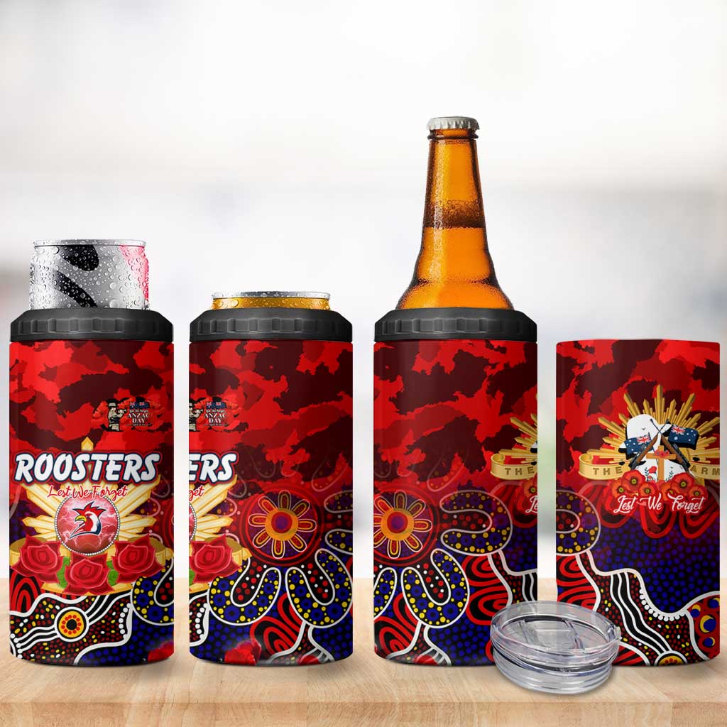 Personalized Roosters ANZAC Day 4 in 1 Can Cooler Tumbler Australian Army - Lest We Forget