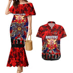 Personalized Roosters ANZAC Day Couples Matching Mermaid Dress and Hawaiian Shirt Australian Army - Lest We Forget