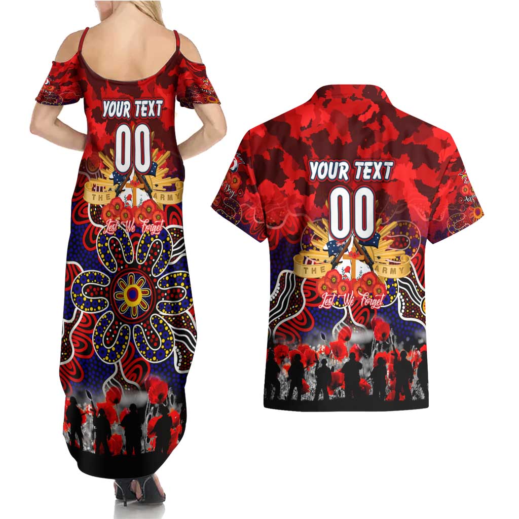 Personalized Roosters ANZAC Day Couples Matching Summer Maxi Dress and Hawaiian Shirt Australian Army - Lest We Forget