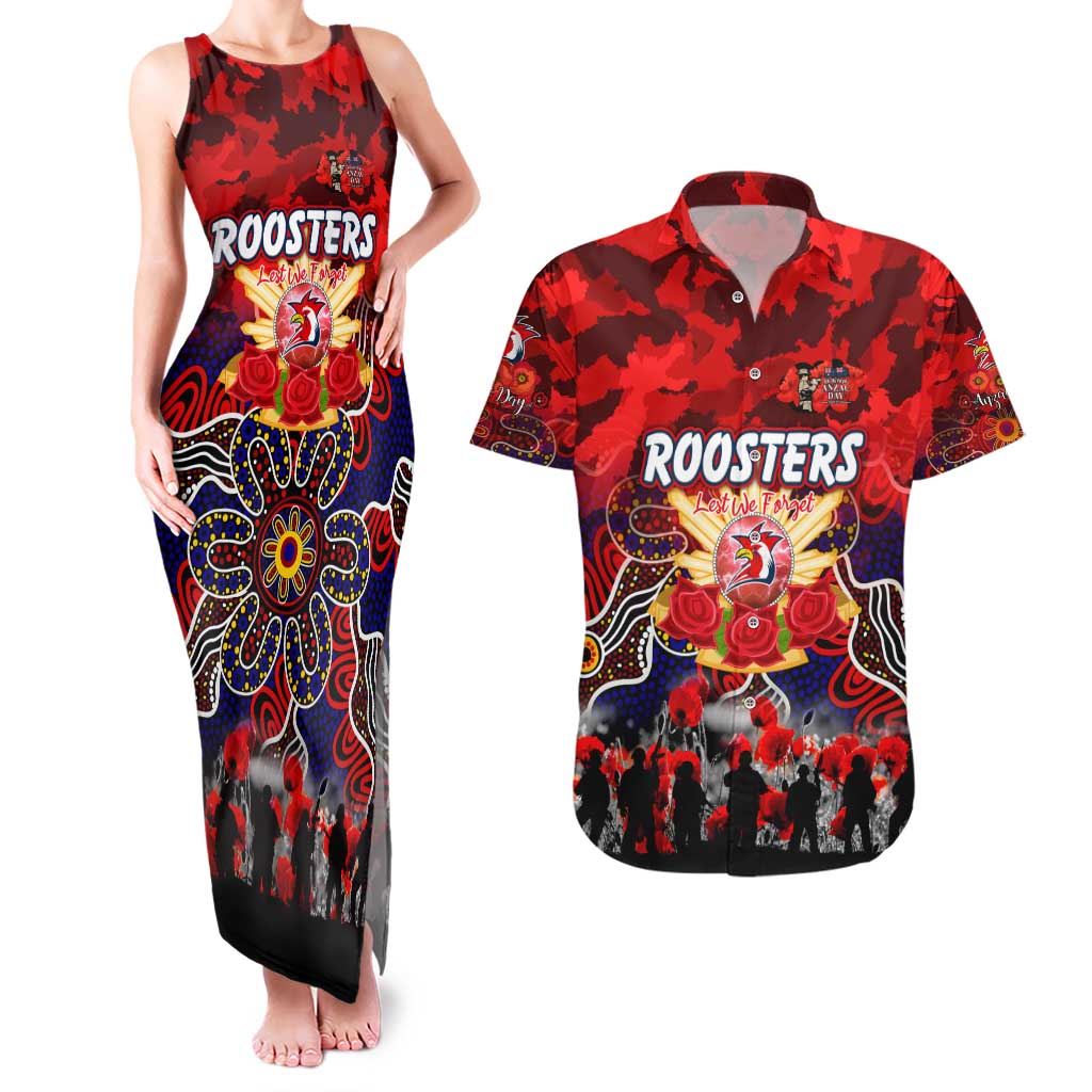 Personalized Roosters ANZAC Day Couples Matching Tank Maxi Dress and Hawaiian Shirt Australian Army - Lest We Forget