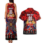 Personalized Roosters ANZAC Day Couples Matching Tank Maxi Dress and Hawaiian Shirt Australian Army - Lest We Forget