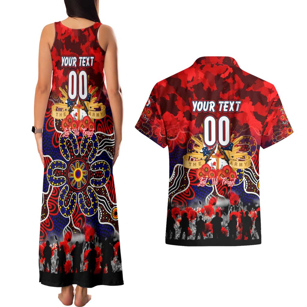 Personalized Roosters ANZAC Day Couples Matching Tank Maxi Dress and Hawaiian Shirt Australian Army - Lest We Forget