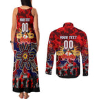 Personalized Roosters ANZAC Day Couples Matching Tank Maxi Dress and Long Sleeve Button Shirt Australian Army - Lest We Forget