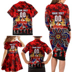Personalized Roosters ANZAC Day Family Matching Long Sleeve Bodycon Dress and Hawaiian Shirt Australian Army - Lest We Forget