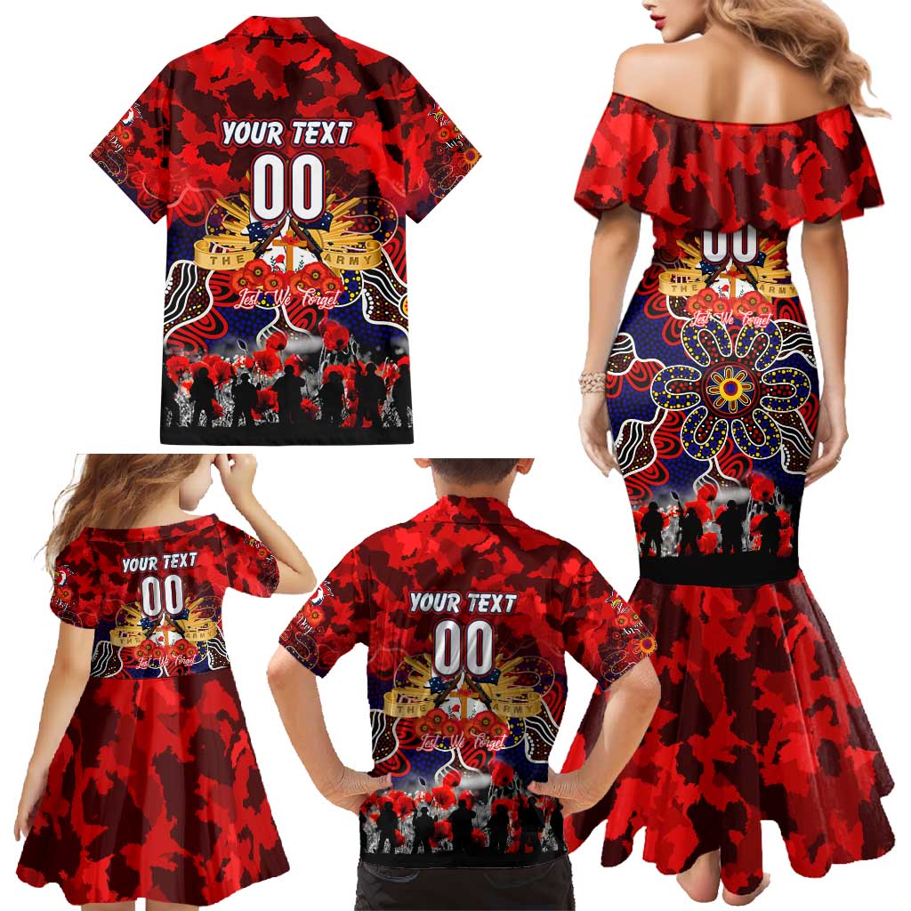 Personalized Roosters ANZAC Day Family Matching Mermaid Dress and Hawaiian Shirt Australian Army - Lest We Forget