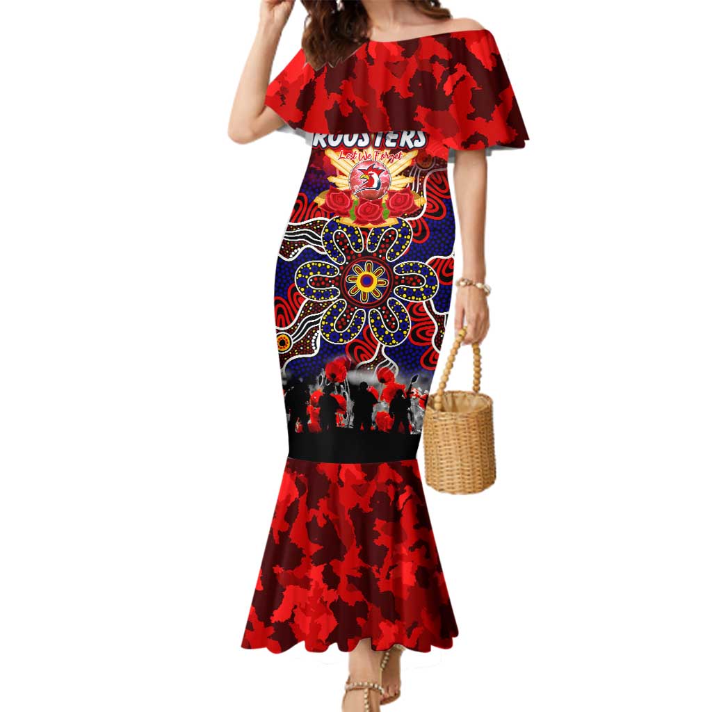 Personalized Roosters ANZAC Day Family Matching Mermaid Dress and Hawaiian Shirt Australian Army - Lest We Forget