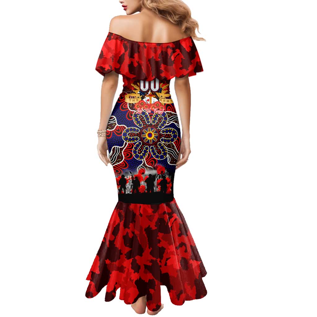 Personalized Roosters ANZAC Day Family Matching Mermaid Dress and Hawaiian Shirt Australian Army - Lest We Forget