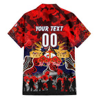 Personalized Roosters ANZAC Day Family Matching Off The Shoulder Long Sleeve Dress and Hawaiian Shirt Australian Army - Lest We Forget