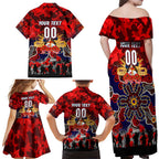 Personalized Roosters ANZAC Day Family Matching Off Shoulder Maxi Dress and Hawaiian Shirt Australian Army - Lest We Forget