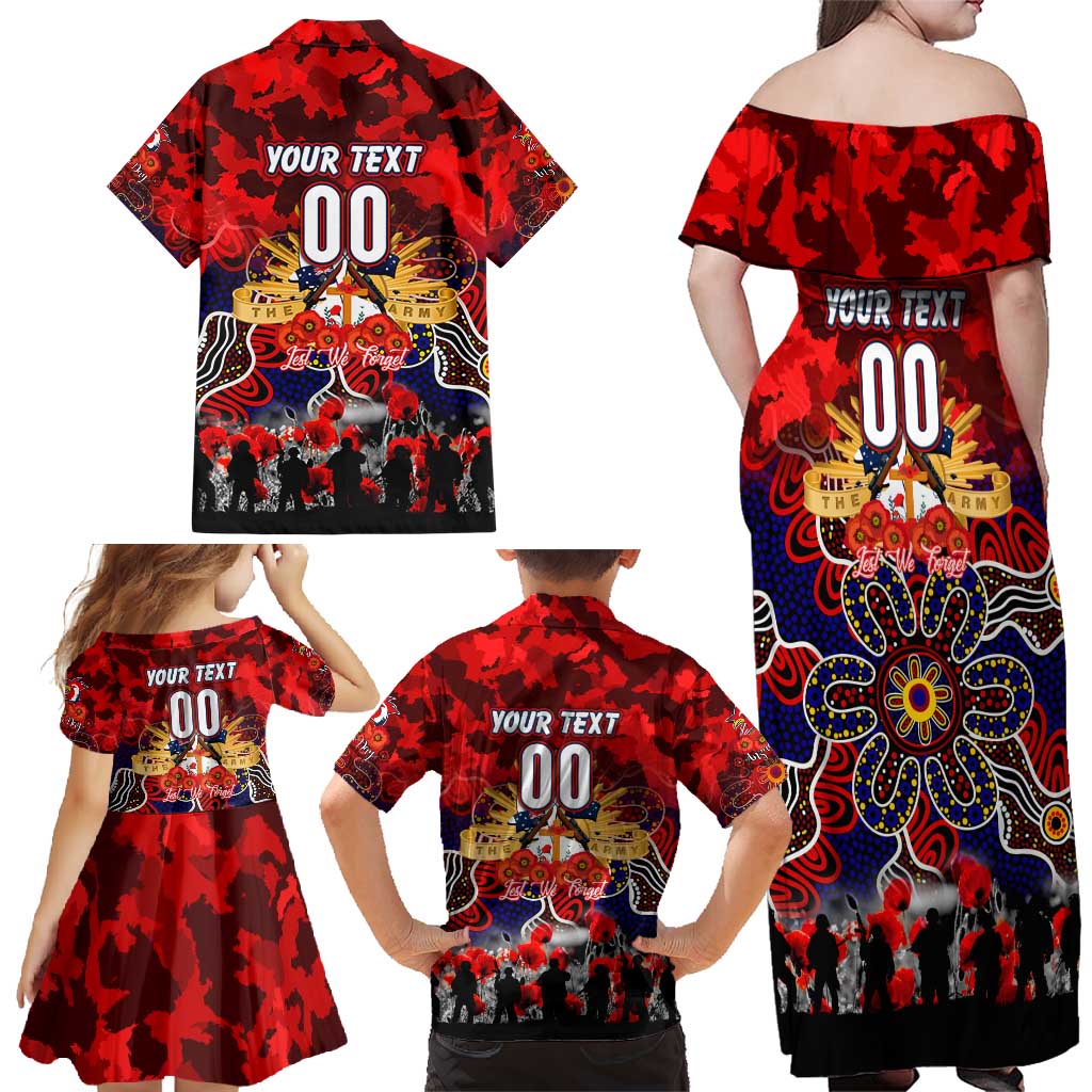 Personalized Roosters ANZAC Day Family Matching Off Shoulder Maxi Dress and Hawaiian Shirt Australian Army - Lest We Forget