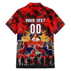 Personalized Roosters ANZAC Day Family Matching Off Shoulder Maxi Dress and Hawaiian Shirt Australian Army - Lest We Forget