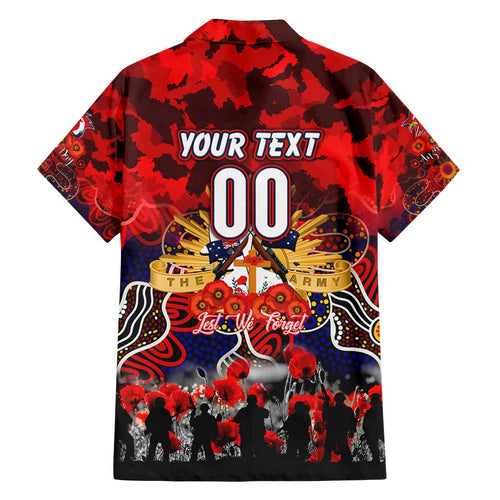 Personalized Roosters ANZAC Day Family Matching Off Shoulder Short Dress and Hawaiian Shirt Australian Army - Lest We Forget