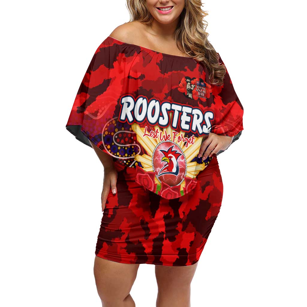 Personalized Roosters ANZAC Day Family Matching Off Shoulder Short Dress and Hawaiian Shirt Australian Army - Lest We Forget