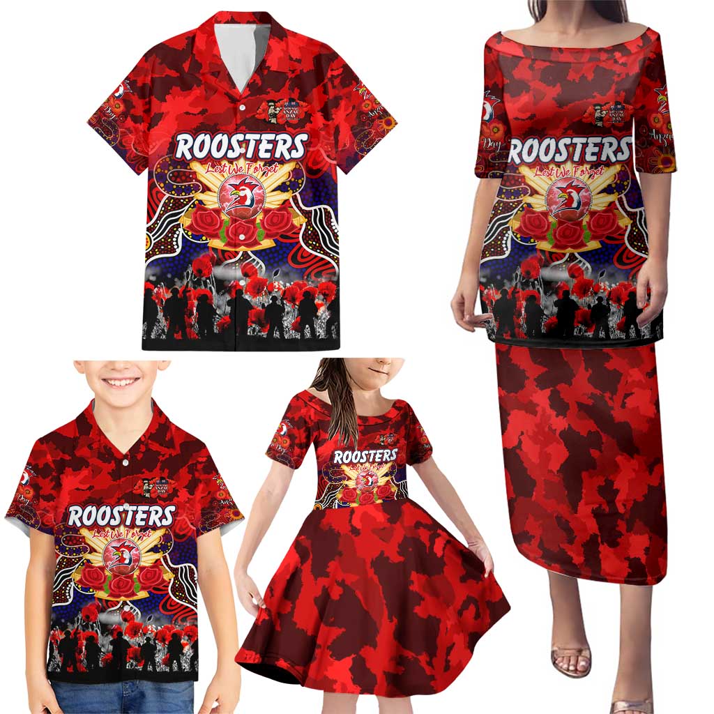 Personalized Roosters ANZAC Day Family Matching Puletasi and Hawaiian Shirt Australian Army - Lest We Forget