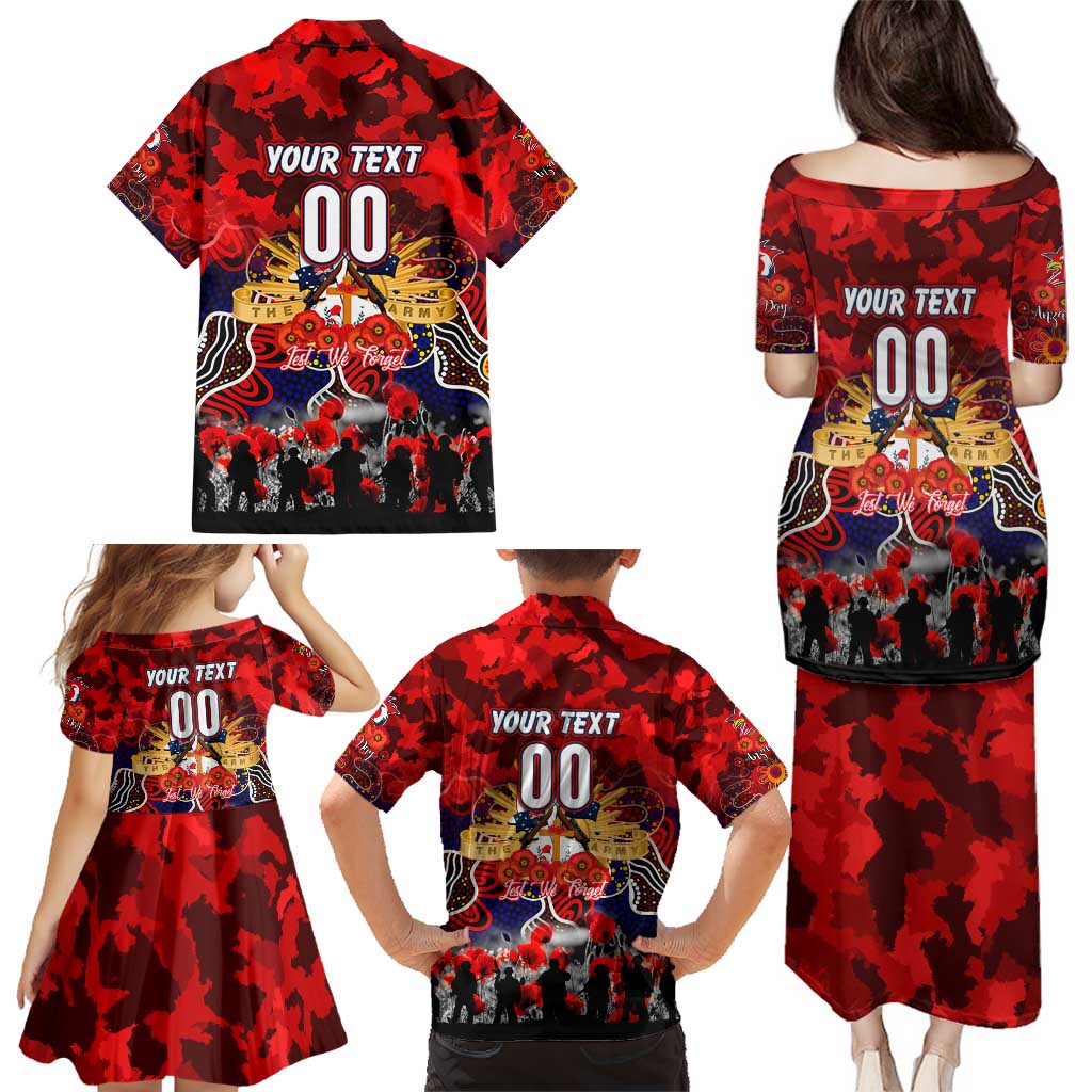 Personalized Roosters ANZAC Day Family Matching Puletasi and Hawaiian Shirt Australian Army - Lest We Forget