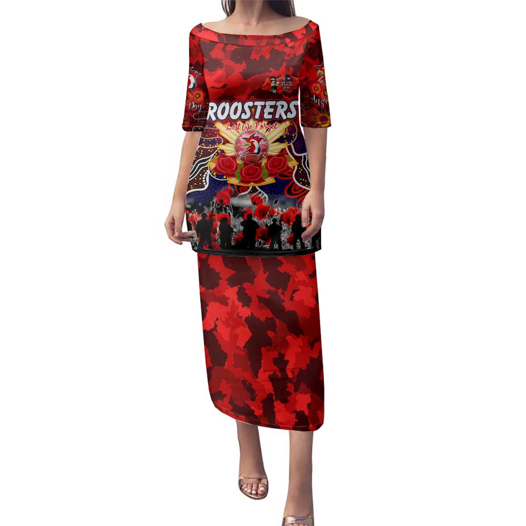Personalized Roosters ANZAC Day Family Matching Puletasi and Hawaiian Shirt Australian Army - Lest We Forget