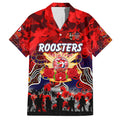 Personalized Roosters ANZAC Day Family Matching Short Sleeve Bodycon Dress and Hawaiian Shirt Australian Army - Lest We Forget