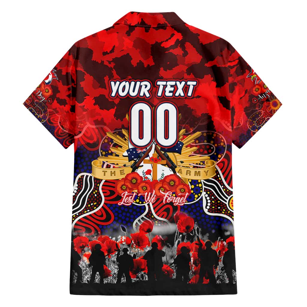 Personalized Roosters ANZAC Day Family Matching Short Sleeve Bodycon Dress and Hawaiian Shirt Australian Army - Lest We Forget