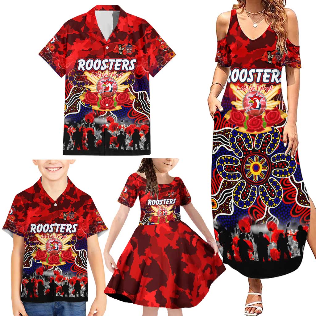 Personalized Roosters ANZAC Day Family Matching Summer Maxi Dress and Hawaiian Shirt Australian Army - Lest We Forget