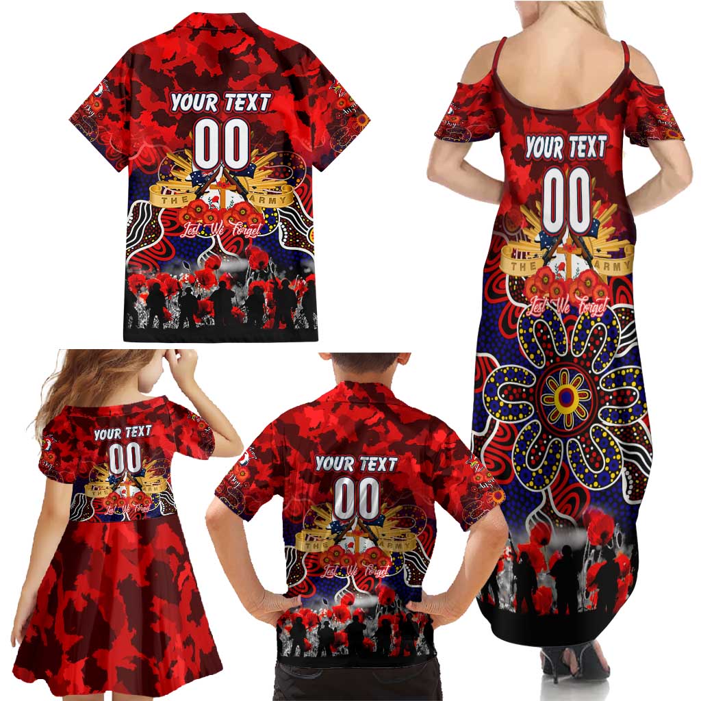 Personalized Roosters ANZAC Day Family Matching Summer Maxi Dress and Hawaiian Shirt Australian Army - Lest We Forget