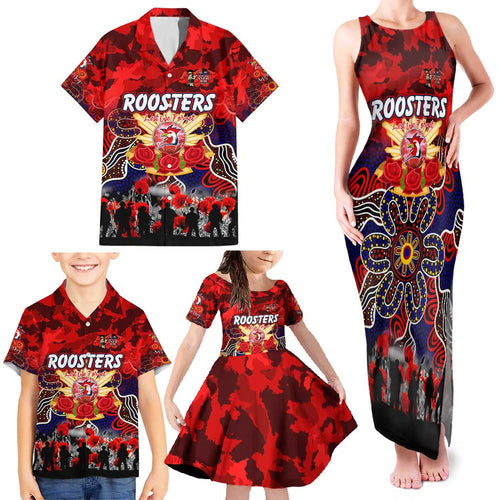 Personalized Roosters ANZAC Day Family Matching Tank Maxi Dress and Hawaiian Shirt Australian Army - Lest We Forget