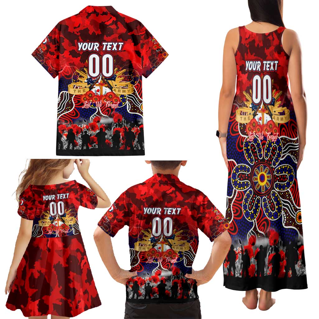 Personalized Roosters ANZAC Day Family Matching Tank Maxi Dress and Hawaiian Shirt Australian Army - Lest We Forget