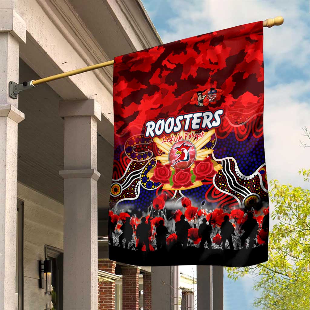 Roosters ANZAC Day Garden Flag Australian Army - Lest We Forget