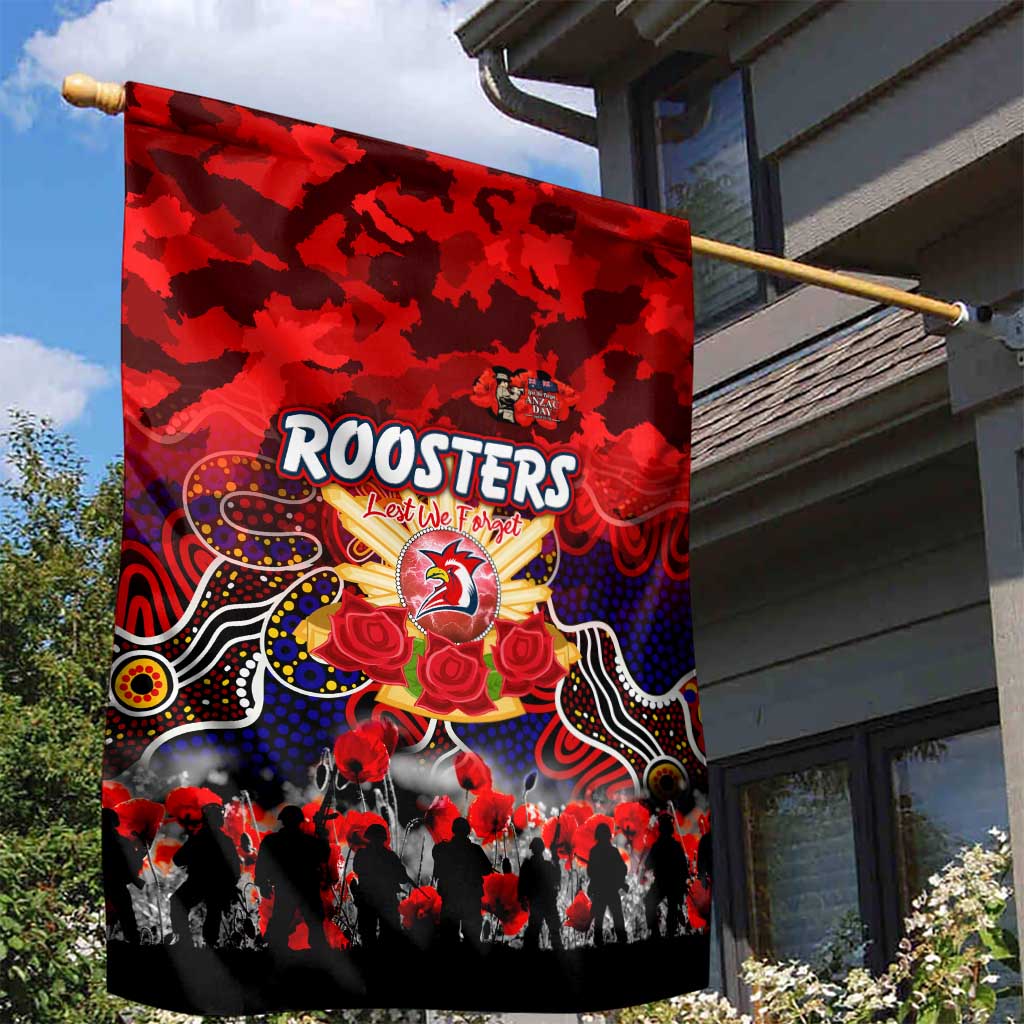 Roosters ANZAC Day Garden Flag Australian Army - Lest We Forget