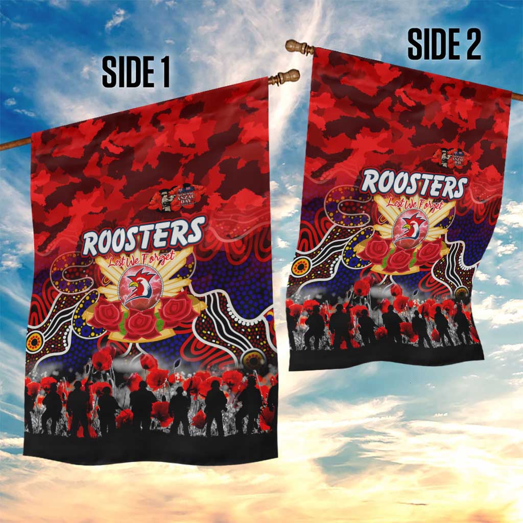 Roosters ANZAC Day Garden Flag Australian Army - Lest We Forget