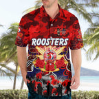 Personalized Roosters ANZAC Day Hawaiian Shirt Australian Army - Lest We Forget