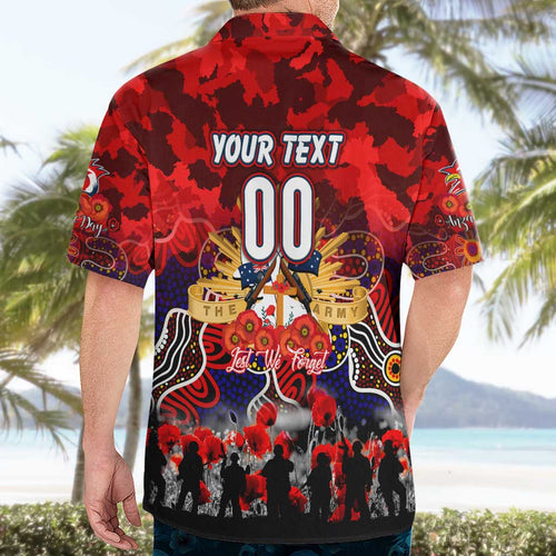 Personalized Roosters ANZAC Day Hawaiian Shirt Australian Army - Lest We Forget