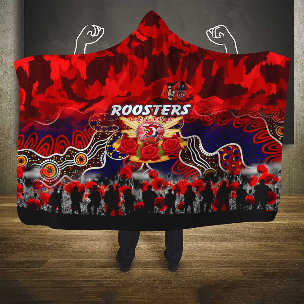 Roosters ANZAC Day Hooded Blanket Australian Army - Lest We Forget