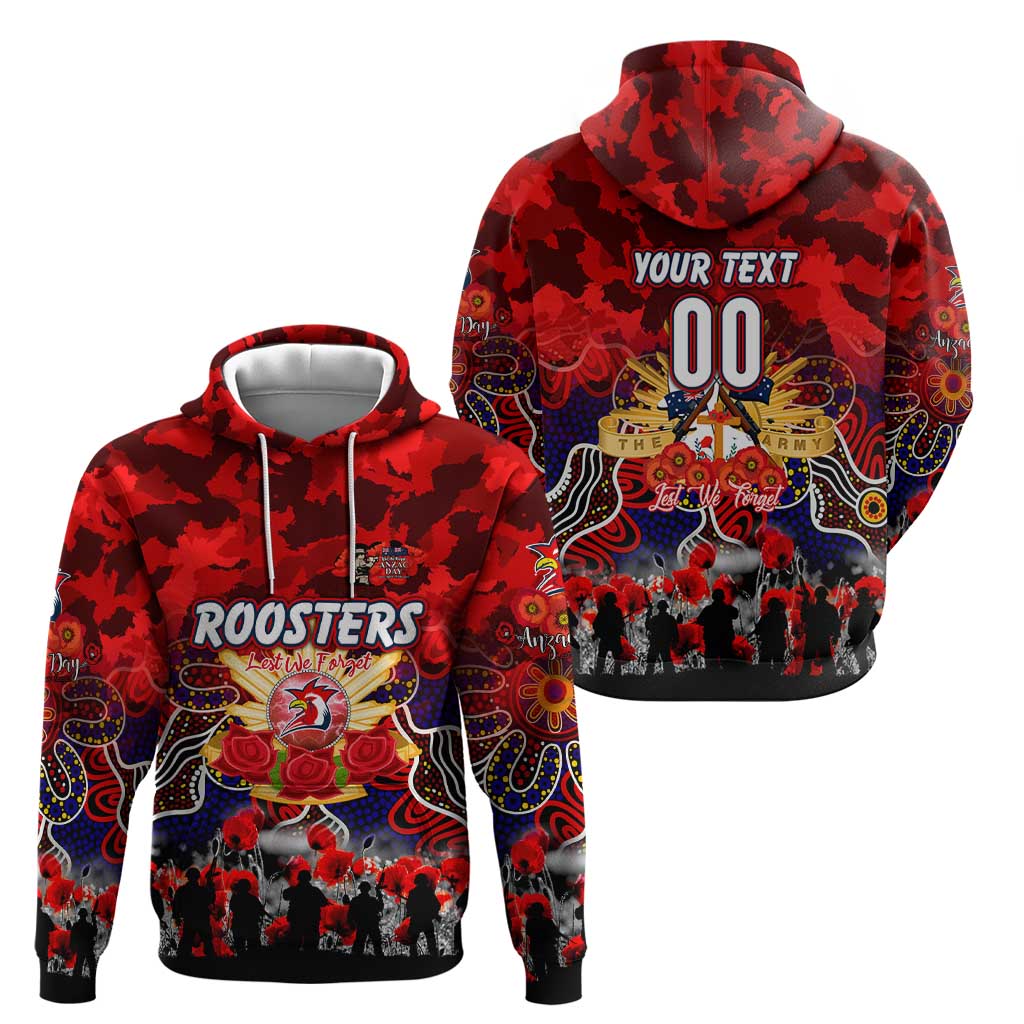 Personalized Roosters ANZAC Day Hoodie Australian Army - Lest We Forget