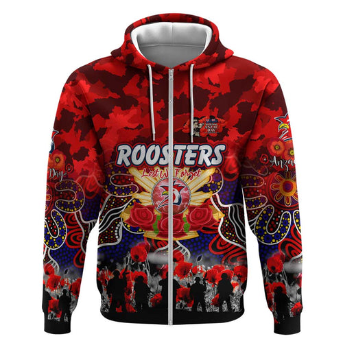 Personalized Roosters ANZAC Day Hoodie Australian Army - Lest We Forget