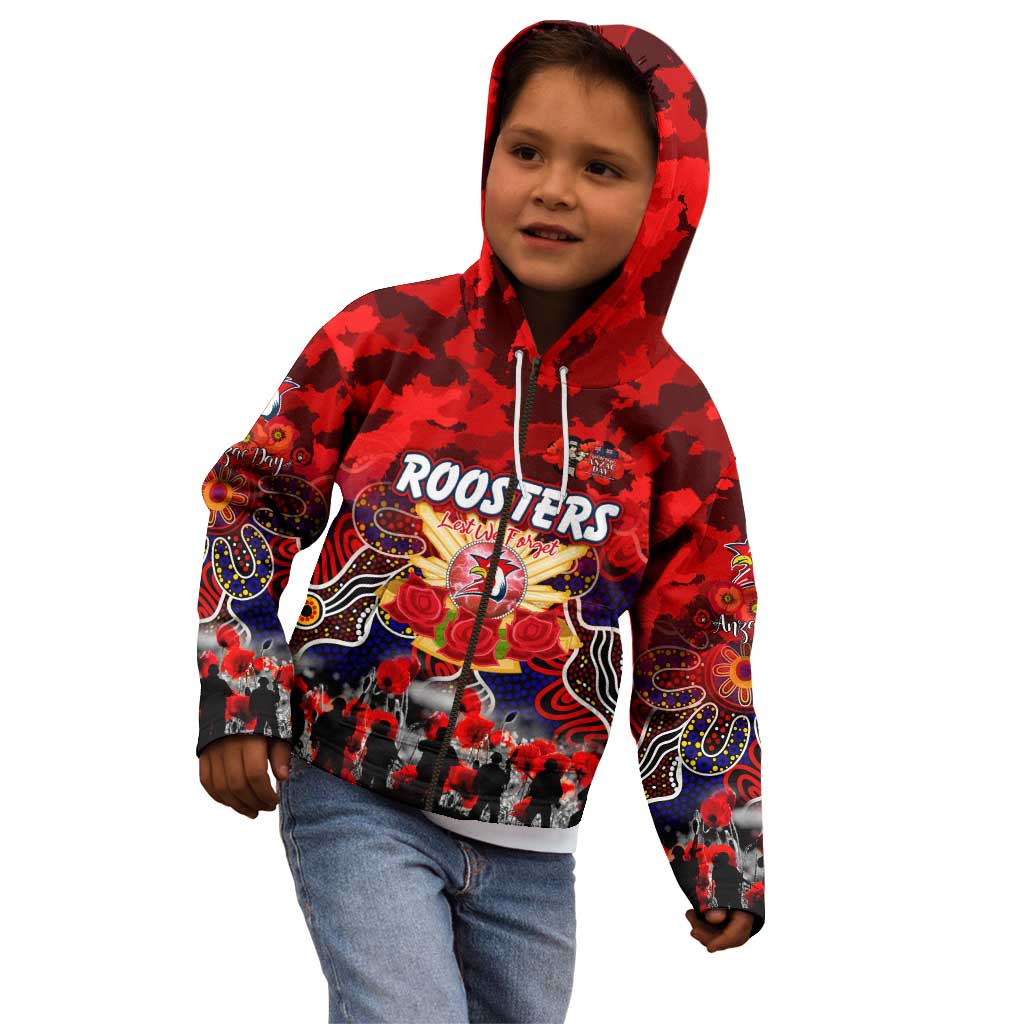 Personalized Roosters ANZAC Day Kid Hoodie Australian Army - Lest We Forget