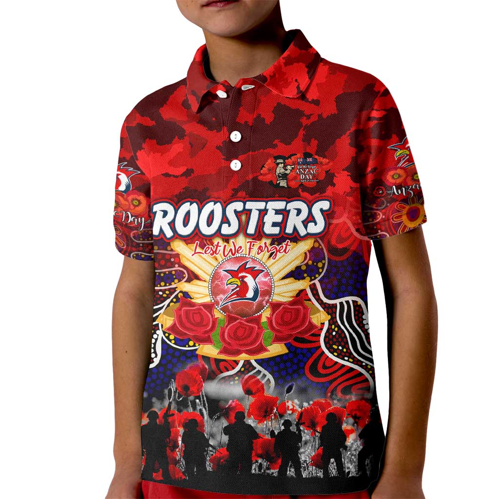 Personalized Roosters ANZAC Day Kid Polo Shirt Australian Army - Lest We Forget