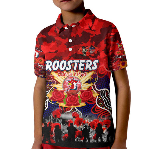 Personalized Roosters ANZAC Day Kid Polo Shirt Australian Army - Lest We Forget