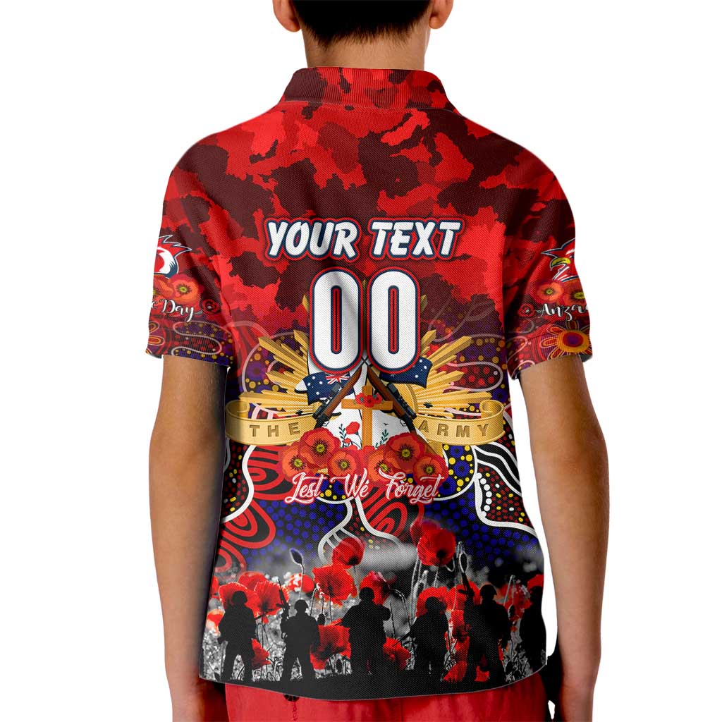 Personalized Roosters ANZAC Day Kid Polo Shirt Australian Army - Lest We Forget