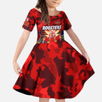 Personalized Roosters ANZAC Day Kid Short Sleeve Dress Australian Army - Lest We Forget