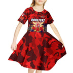 Personalized Roosters ANZAC Day Kid Short Sleeve Dress Australian Army - Lest We Forget