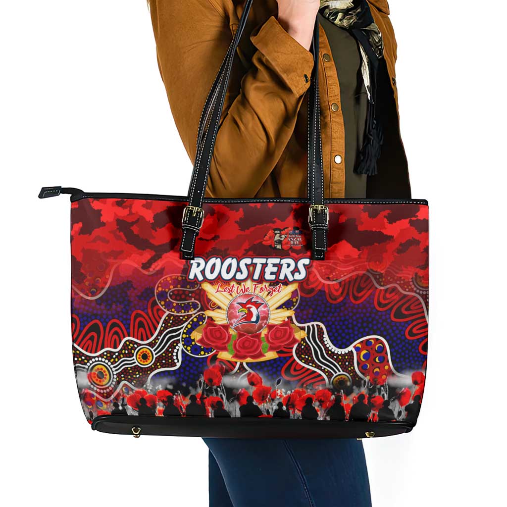 Roosters ANZAC Day Leather Tote Bag Australian Army - Lest We Forget