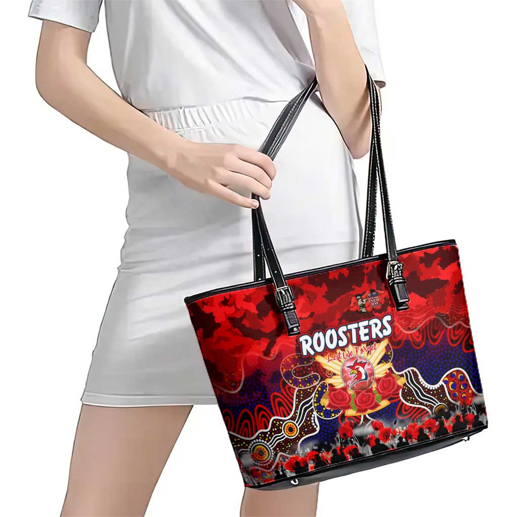 Roosters ANZAC Day Leather Tote Bag Australian Army - Lest We Forget
