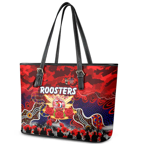 Roosters ANZAC Day Leather Tote Bag Australian Army - Lest We Forget
